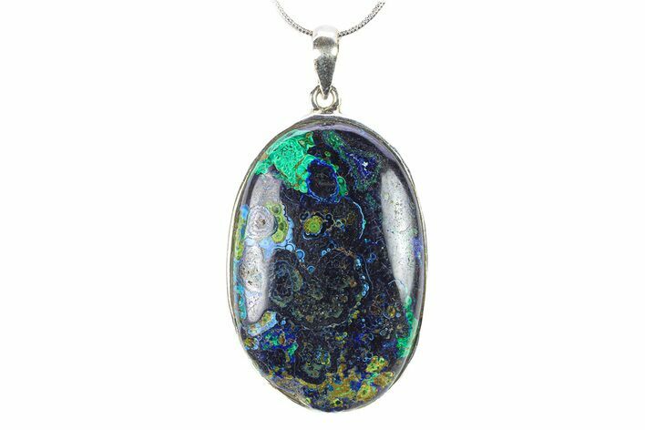 Watercolor Malachite and Azurite Pendant - Sterling Silver #278616